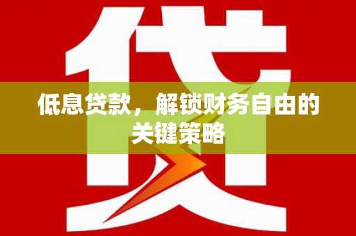 玉井低息贷款，解锁财务自由的关键策略