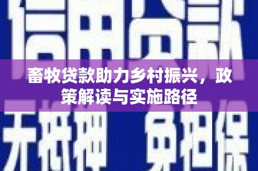 玉井畜牧贷款助力乡村振兴，政策解读与实施路径