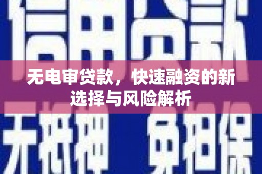 玉井无电审贷款，快速融资的新选择与风险解析