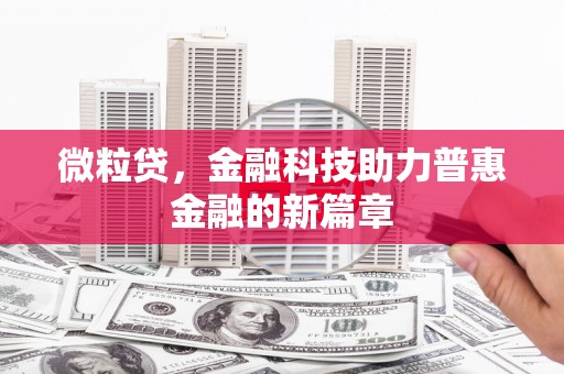 玉井微粒贷，金融科技助力普惠金融的新篇章