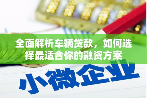 玉井全面解析车辆贷款，如何选择最适合你的融资方案